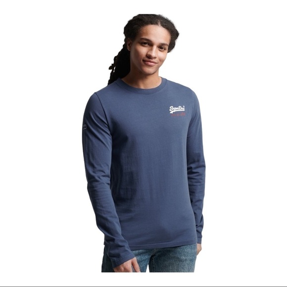 𝅺superdry Vintage Logo American Classic Top Dark Blue - Picture 1 of 12